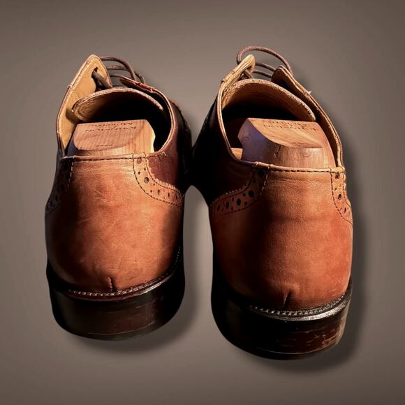 Men\'s 11M GIORGIO BRUTINI Brown/Cognac Leather Wingtip Oxfords C250504-2 EUC